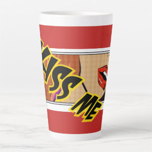 Kiss Me Comic Pop Art Latte Mug