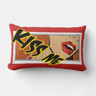 Kiss Me Comic Pop Art Lumbar Pillow