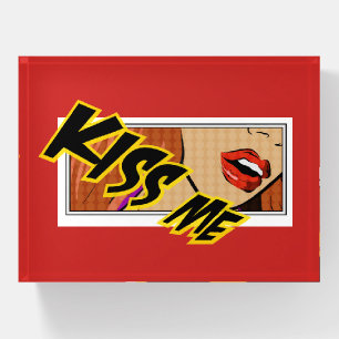 Kiss Me Comic Pop Art Paperweight