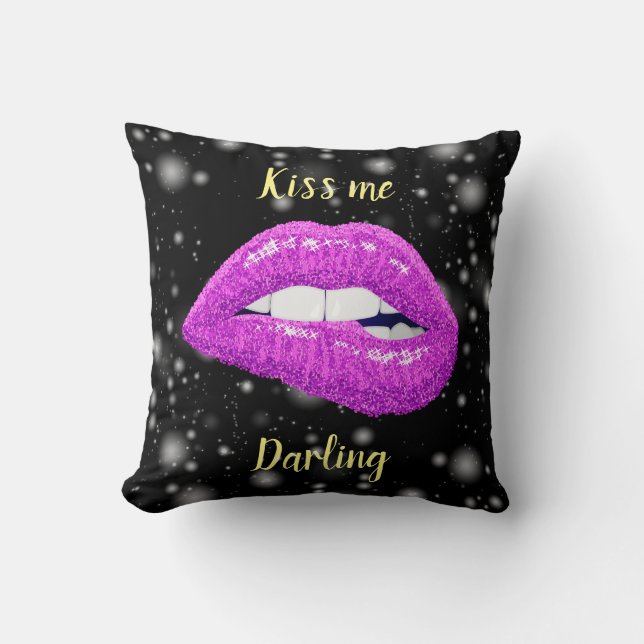 Kiss me Darling Throw Pillow (Front)