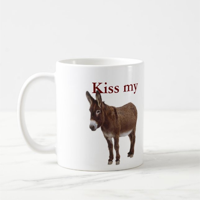 kiss me donkey coffee mug (Left)