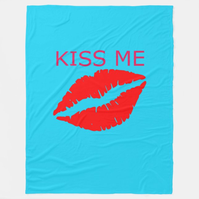 Kiss Me Fleece Blanket (Front)