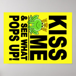 KISS ME Frog poster, customizable Poster