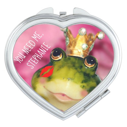 Kiss Me Frog Prince Red Lipstick Funny Customized Compact Mirror