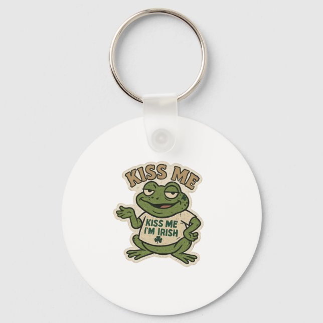 Kiss Me Frog St.Patrick's Day Keychain (Front)
