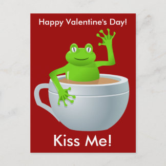 Kiss Me Frog Valentines Postcard