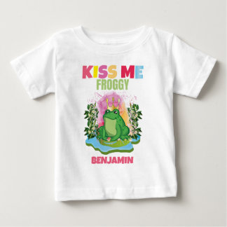 KISS ME FROGGY PERSONALIZED COLORFUL FUNNY KIDS BABY T-Shirt