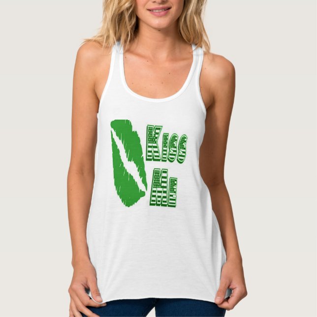 kiss me green lips tank top (Front)