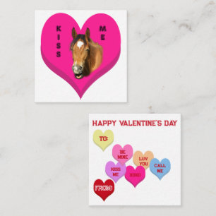 KISS ME Horse Conversation Hearts Valentine's Note Card