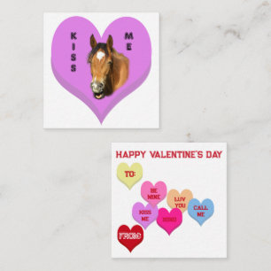 KISS ME Horse Conversation Hearts Valentine's Note Card