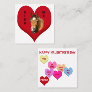 KISS ME Horse Conversation Hearts Valentine's Note Card