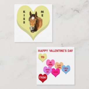 KISS ME Horse Conversation Hearts Valentine's Note Card