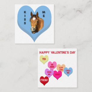 KISS ME Horse Conversation Hearts Valentine's Note Card