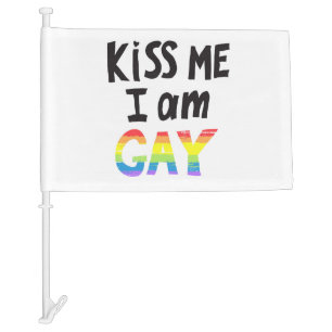 Kiss Me I Am Gay Car Flag
