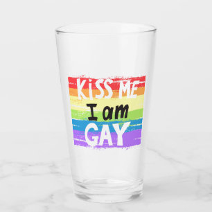 Kiss Me I Am Gay Glass