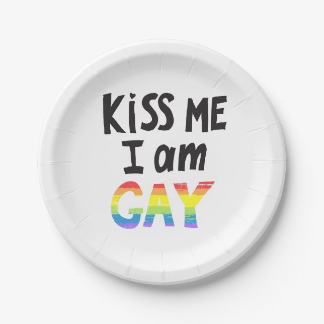Kiss Me I Am Gay Paper Plates (Front)