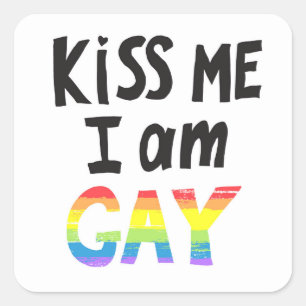 Kiss Me I Am Gay Square Sticker