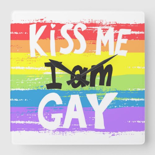 Kiss Me I Am Gay Square Wall Clock