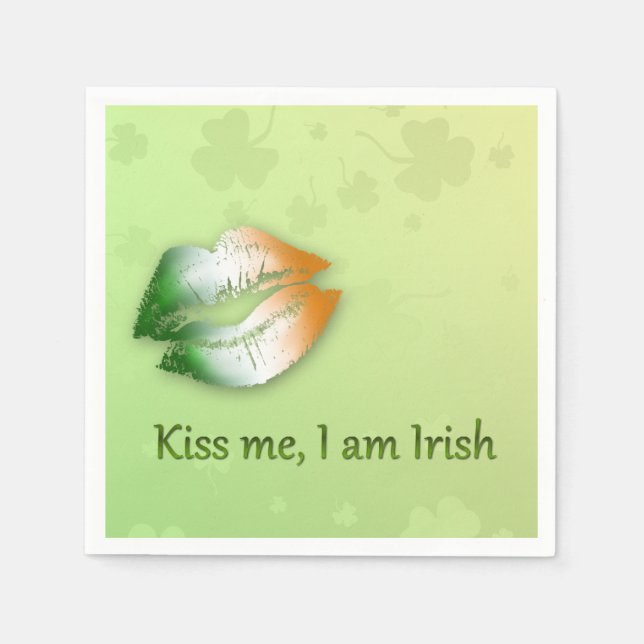 Kiss Me I am Irish - Paper Napkin (Front)