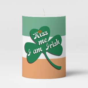 Kiss me I am Irish Pillar Candle