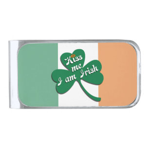 Kiss me I am Irish Silver Finish Money Clip