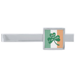 Kiss me I am Irish Silver Finish Tie Bar