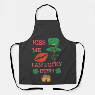 Kiss me i am lucky irish today  apron