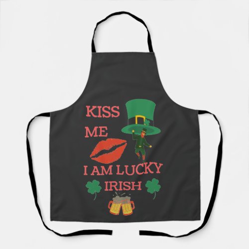 Kiss me i am lucky irish today  apron