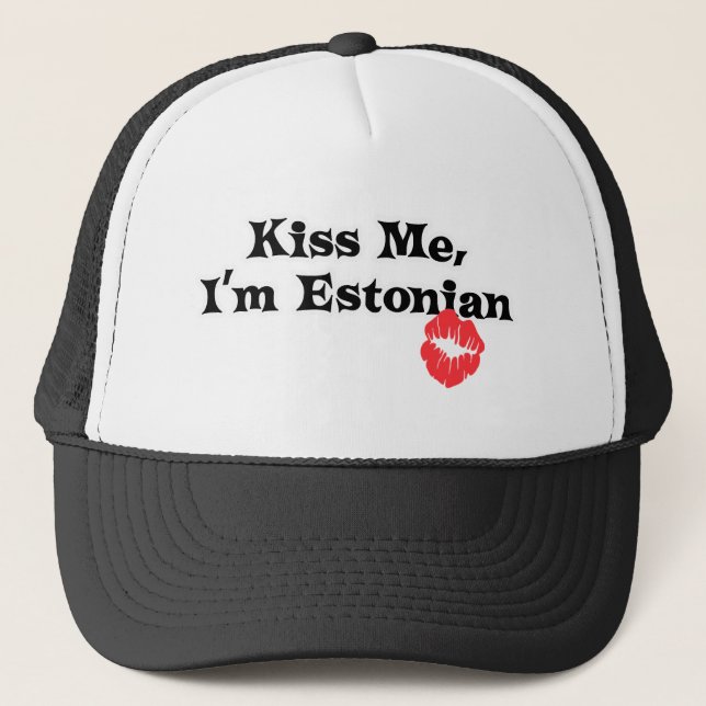 Kiss Me I'm Estonian Trucker Hat (Front)