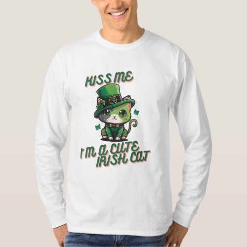 KIss me Im a cute  Irish cat T_Shirt