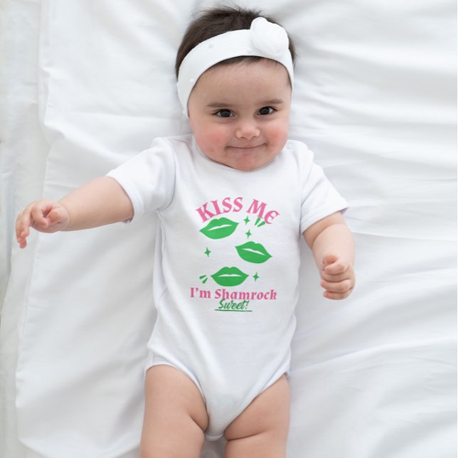 Kiss Me, I’m Shamrock Sweet! St. Patrick's Day Baby Bodysuit (Creator Uploaded)