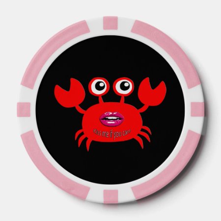 Kiss Me If You Can! Poker Chips, Pink Solid Edge Poker Chips