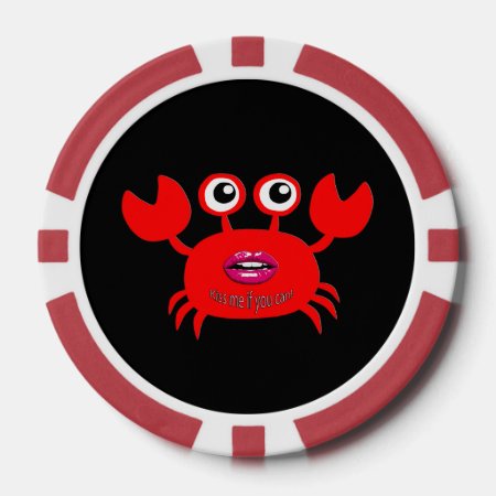 Kiss Me If You Can! Poker Chips, Red Solid Edge Poker Chips
