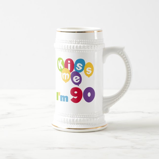 Kiss Me I'm 90 Birthday T-shirts and Gifts Beer Stein (Right)