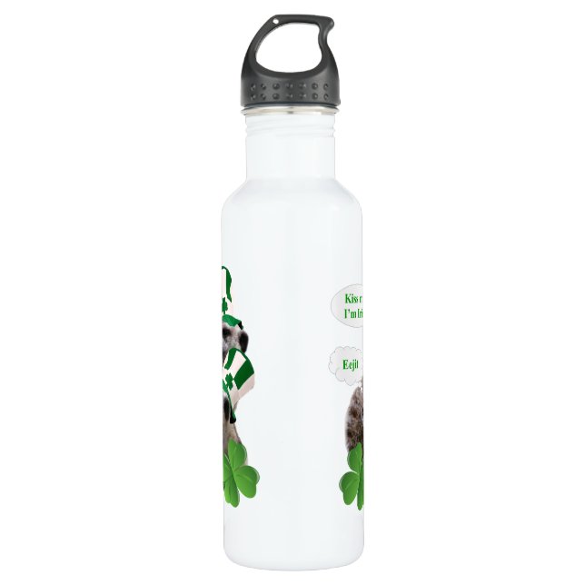 Kiss me I'm a Irish meerkat design Water Bottle (Front)