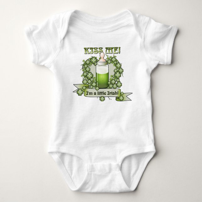 Kiss Me Im A Little Irish Baby T-shirt Baby Bodysuit (Front)