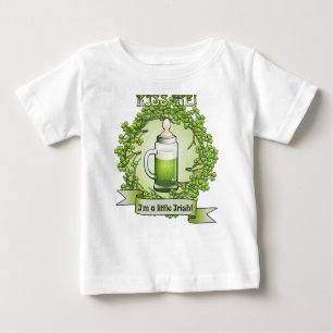 Kiss Me Im A Little Irish Funny Baby T-shirt