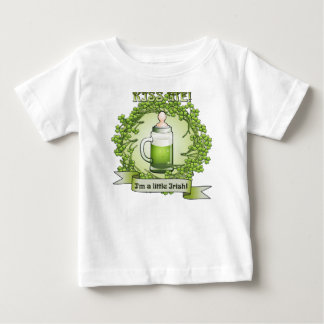 Kiss Me Im A Little Irish Funny Baby T-shirt