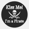 Kiss Me! I'm a Pirate Classic Round Sticker