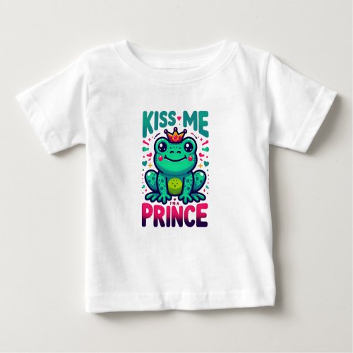Kiss me Im a prince cute frog Baby T_Shirt
