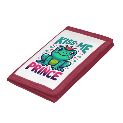 Kiss me Im a prince cute frog Trifold Wallet