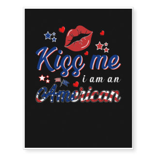 Kiss Me I'm American Flag Temporary Tattoos