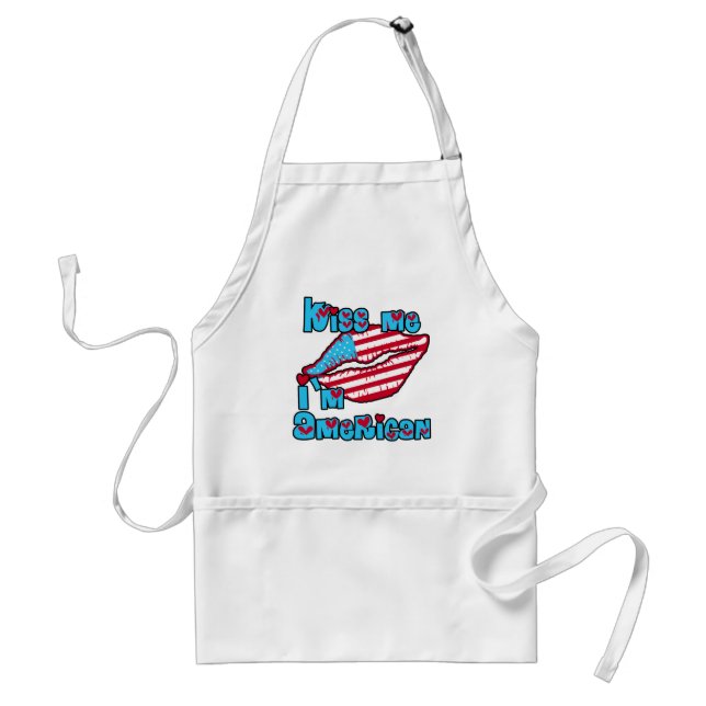 Kiss Me I'm American Products Adult Apron (Front)