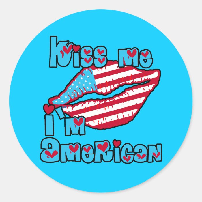 Kiss Me I'm American Products Sticker