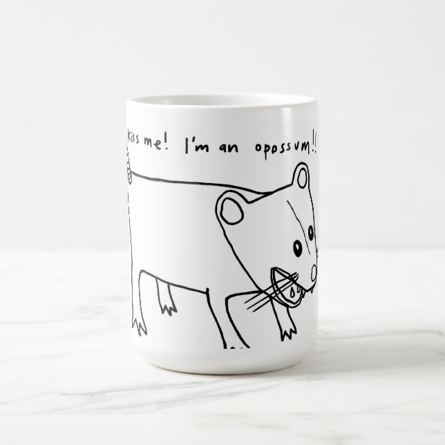kiss me! I'm an opossum!! Coffee Mug (Center)