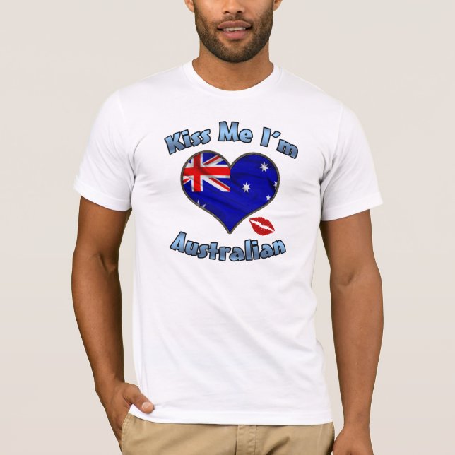 Kiss Me I'm Australian Flag T-Shirt  Australia Day (Front)