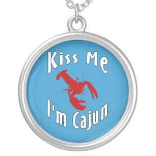 Kiss Me I'm Cajun Silver Plated Necklace