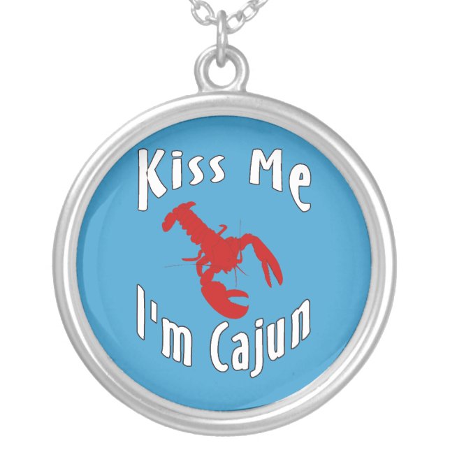 Kiss Me I'm Cajun Silver Plated Necklace (Front)