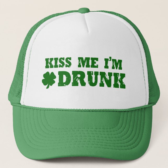 Kiss Me I'm Drunk Trucker Hat (Front)