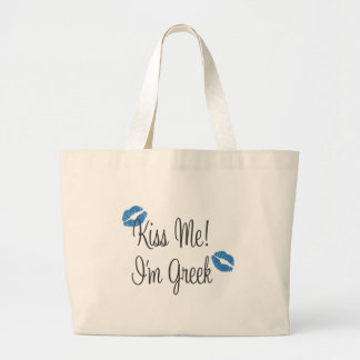 Kiss Me! I'm Greek Large Tote Bag